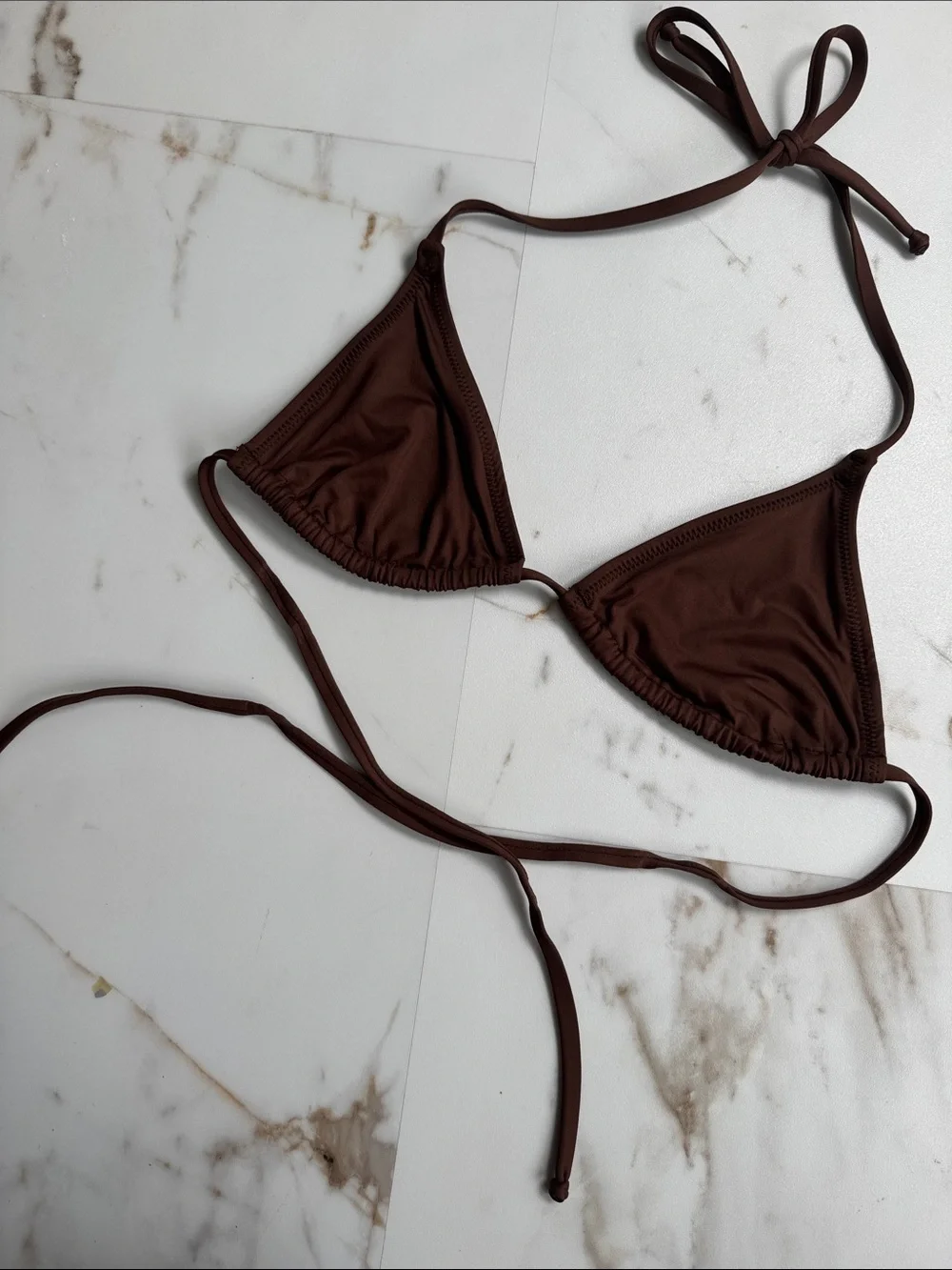 Skims Brown Triangle Bikini Top Sz S Beach Trendy Resortwear